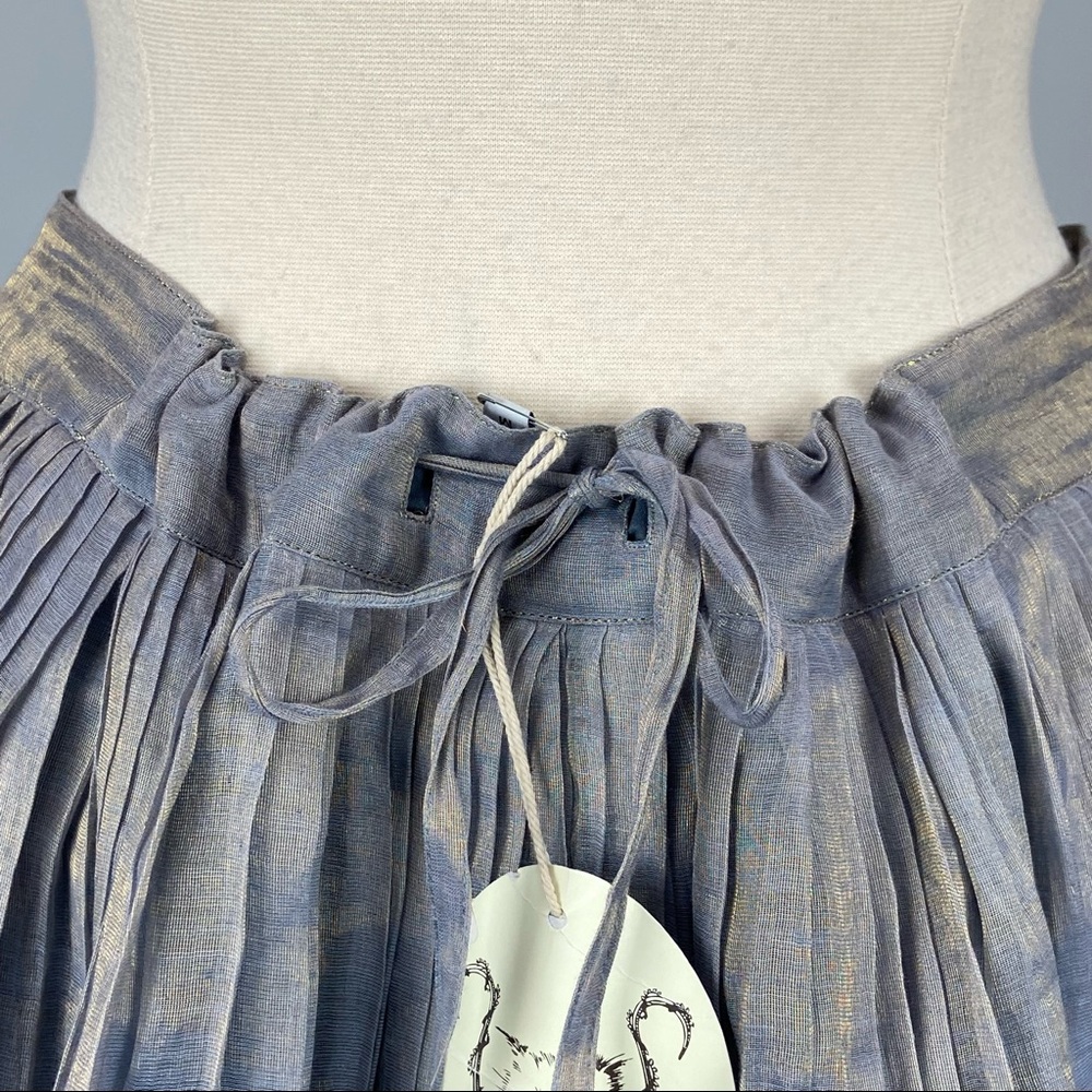 Thierry Colson Womens Tijuana Pleated Mini Skirt Blue Shimmer size Medium - Picture 5 of 9
